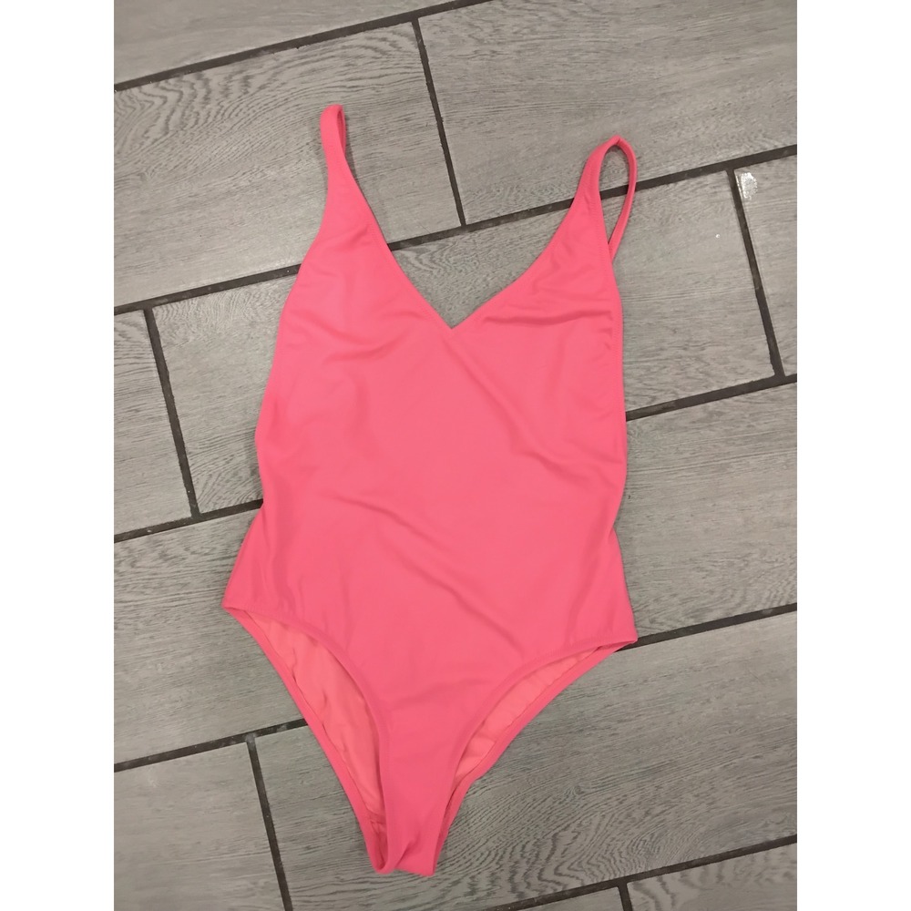 Topshop Womens Neon Pink V-Neck One Piece Swimsuit 03N39N RED Size 6 NWT